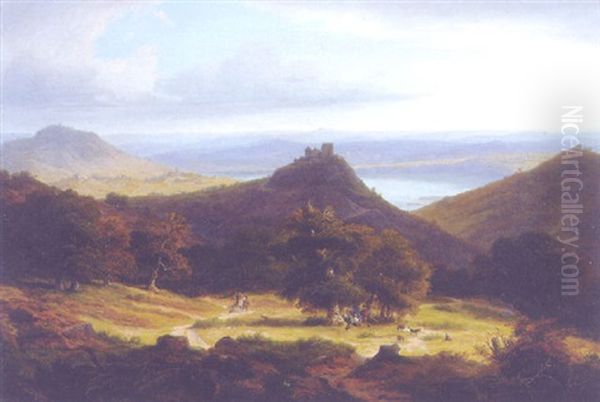 Romantische Rheinlandschaft Oil Painting by Arnold Schulten