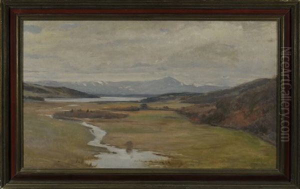 Weite Voralpenlandschaft Mit Flusslauf Im Herbst Oil Painting by Karl Schultheiss