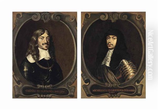 Portrait Of John Ii Casimir (1609-1672), King Of Poland And Grand Duke Of Lithuania; And Michael I (1640-1673), King Of Poland And Grand Duke Of Lithuania Oil Painting by Daniel (Georg D.) Schultz