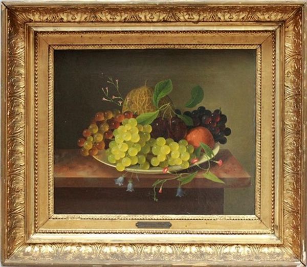 Stillleben Mit Trauben, Pflaumen Und Melone, Auf Einer Tischkante Arrangiert Oil Painting by Erdmann Schultz