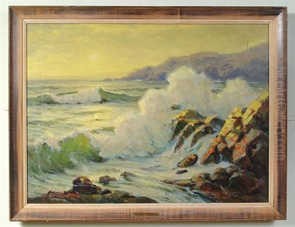 Rocky Cove - Monhegan Island Oil Painting by George F. Schultz