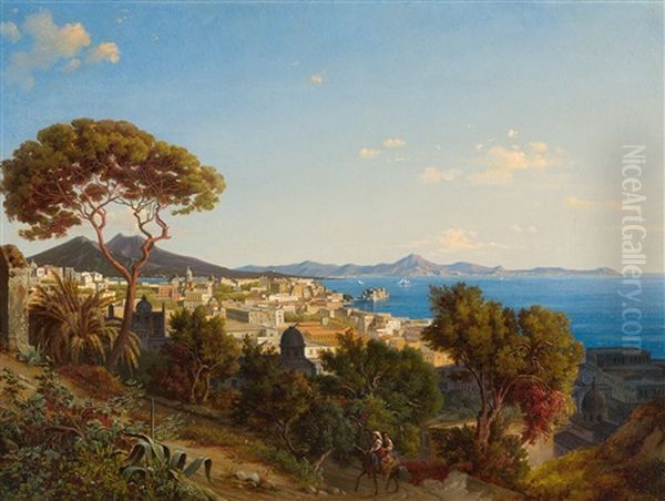 Blick Auf Neapel, Vom Vomerohugel Gesehen Oil Painting by Johann Karl Schultz