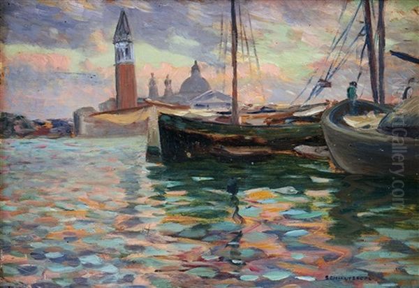 Afton I Venedig Oil Painting by Anshelm Schultzberg