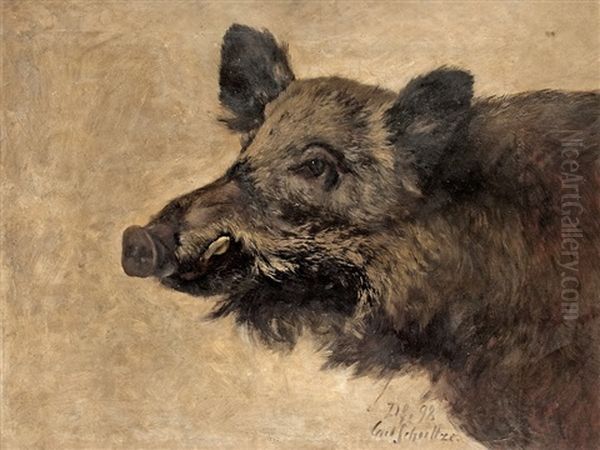 Wild Boar Oil Painting by Karl Schultze