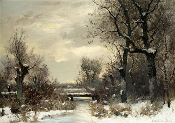 Winterlandschaft Mit Bachlauf Oil Painting by Karl Schultze