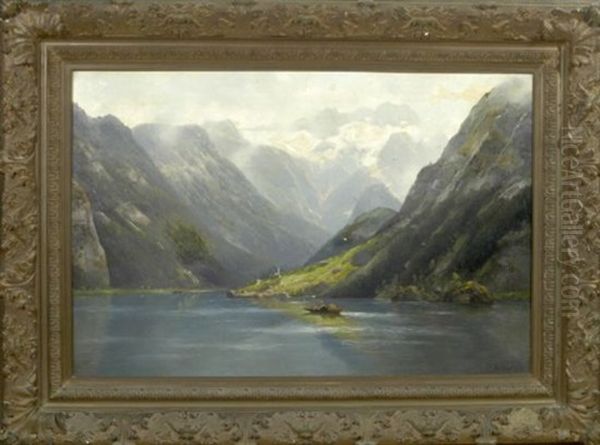 Fischerboote Auf Dem Gosausee Oil Painting by Karl Schultze