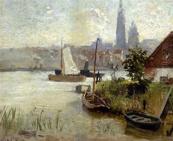 Antwerpen Von St. Anneken Aus Gesehen Oil Painting by Karl Schultze