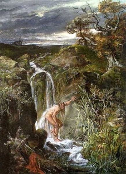 Am Wasserfall Oil Painting by Karl Schultze