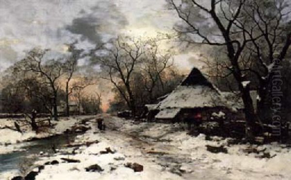 Walking Home With Firewood Oil Painting by Karl Schultze