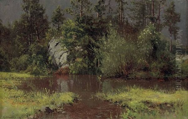 Kleiner Waldsee Oil Painting by Robert Schultze