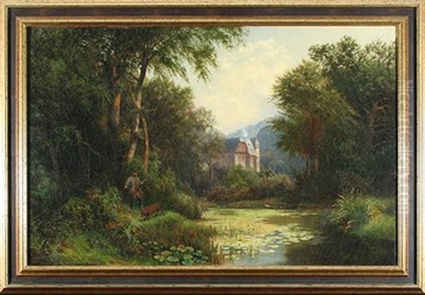 Hunting Scene Oil Painting by Robert Schultze