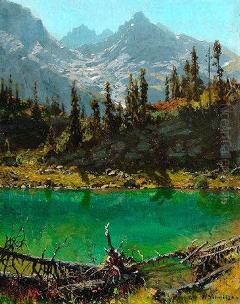 Schachensee Mit Dreitorspitze Oil Painting by Robert Schultze