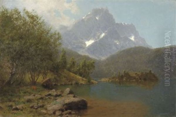 Der Eibsee Bei Garmisch Oil Painting by Robert Schultze