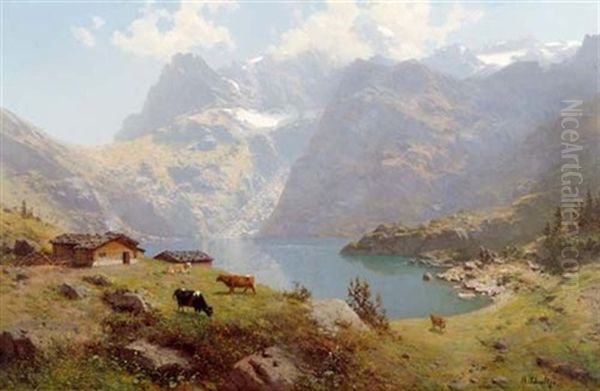 Berglandschaft Mit Kuhen by Robert Schultze