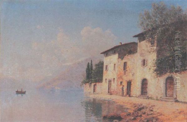 Hauserzeile Am Sudlandischen Seeufer Oil Painting by Robert Schultze