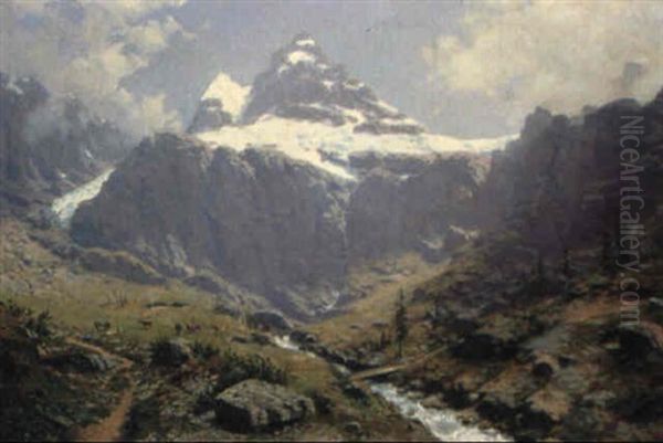 Aus Dem Linthtal In Der Schweiz Oil Painting by Robert Schultze