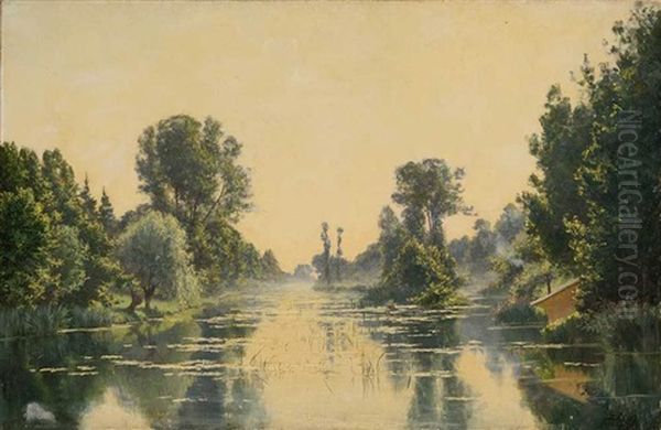 Sur Le Loing A Montigny-sur-loing En Aout Oil Painting by Adrien Schulz