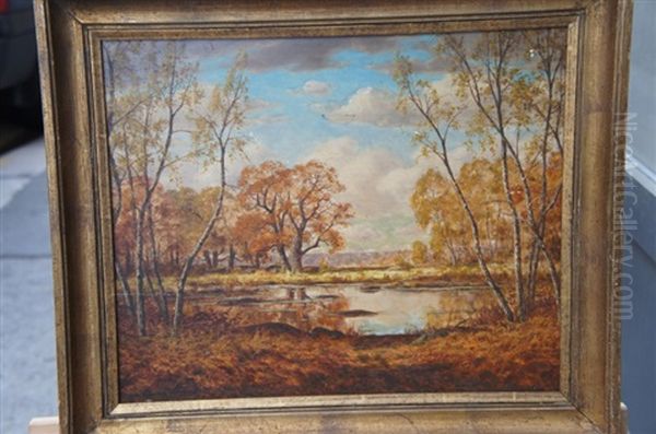 Paysage De La Mare Aux Fees Fin Octobre Oil Painting by Adrien Schulz