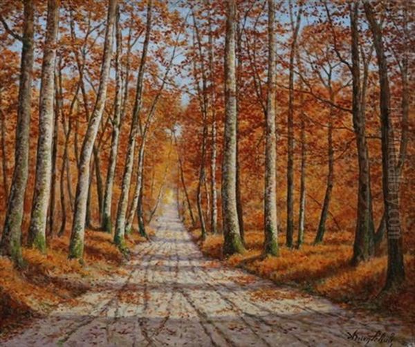 Paysage D'automne De Foret Oil Painting by Adrien Schulz