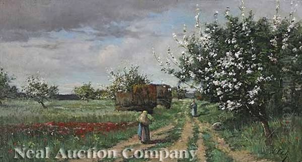 Un Chemins Dans Les Champs Pres Montigny Sur Loing Au Printemps Oil Painting by Adrien Schulz