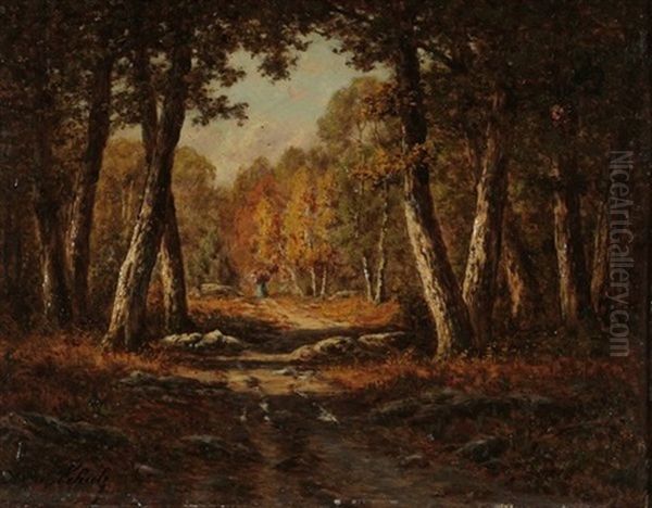 Le Chemin Dans La Claviere Fontainebleau Oil Painting by Adrien Schulz