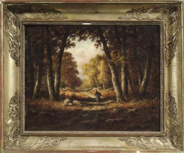 Chemin De La Grande Vallee Fontainebleau Oil Painting by Adrien Schulz