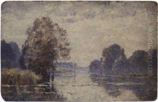 Matin De Septembre Sur Le Loing A Montigny Oil Painting by Adrien Schulz