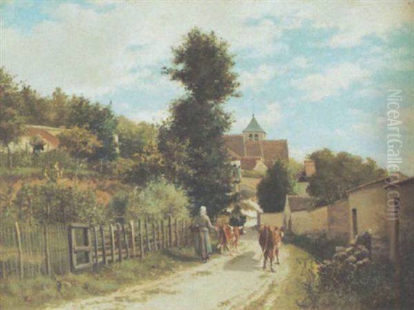 Le Chemin De Gretz A Montigny-sur-loing Oil Painting by Adrien Schulz