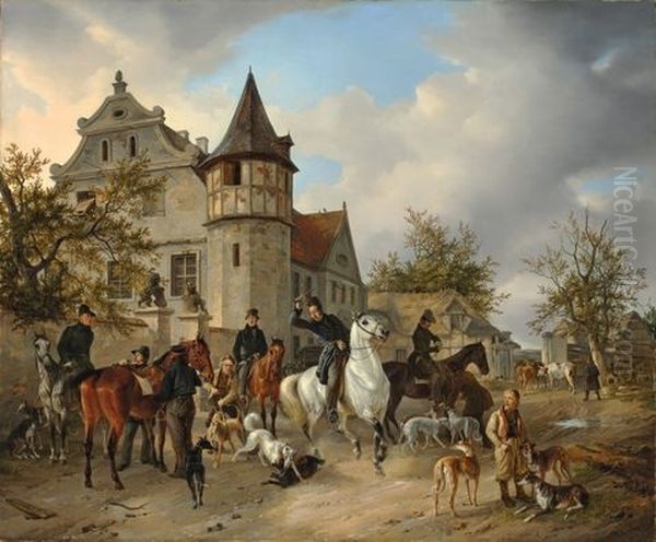 Setting Out On The Hunt Oil Painting by Carl Friedrich Schulz