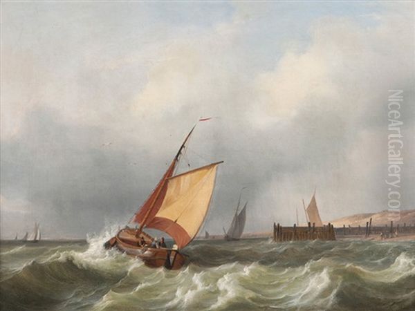 Fishing Boats Oil Painting by Carl Friedrich Schulz