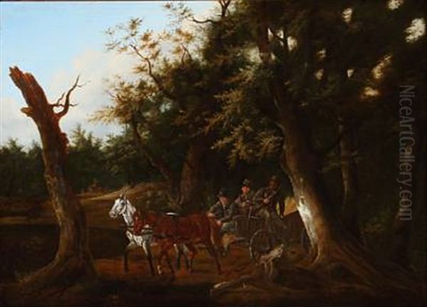 Hunters In The Woods Looking For Prey Oil Painting by Carl Friedrich Schulz