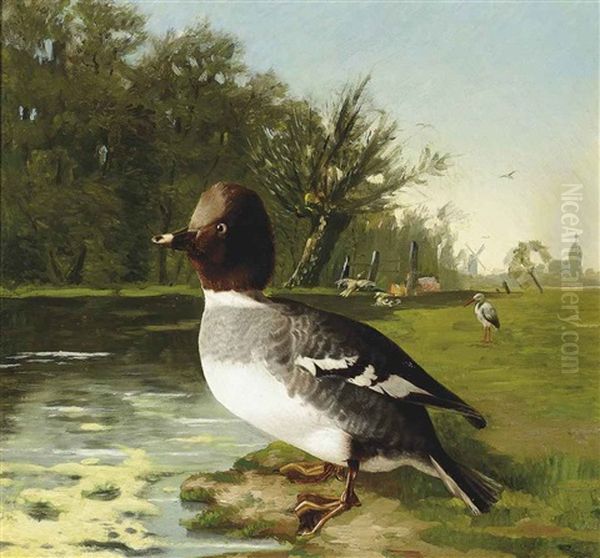 A Wild Duck Oil Painting by Carl Friedrich Schulz