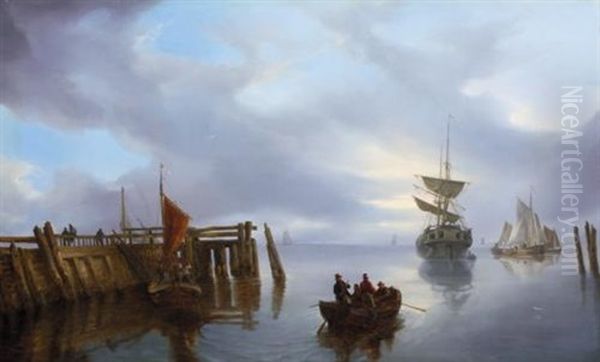 In The Harbour Oil Painting by Carl Friedrich Schulz