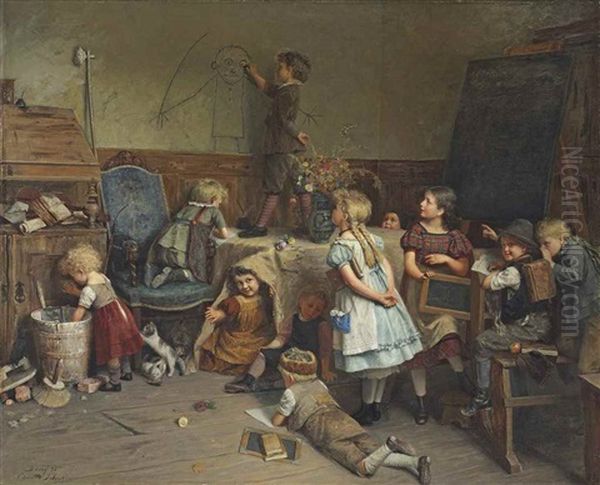 The Young Artist - School Recess Oil Painting by Eduard Schulz-Briesen