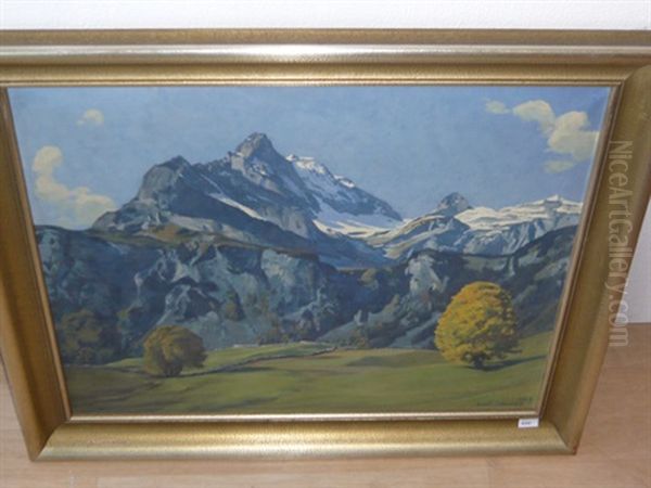 Der Ortstock Bei Braunwald, Herbstmorgen Oil Painting by Emil Schulze