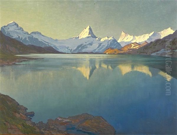 Bachalpsee (morgenstimmung) Oil Painting by Emil Schulze