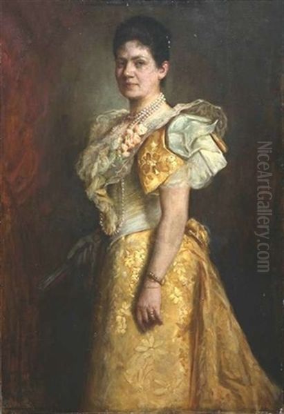 Portrait Der Konigin Charlotte Von Wurttemberg, Geb. Prinzessin Zu Schaumburg-lippe Und Gemahlin Konig Wilhelms Ii Oil Painting by Carl Schumacher