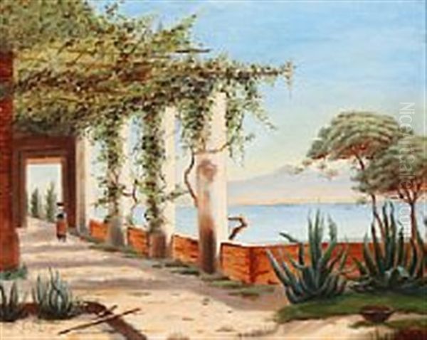 View From An Italian Loggia Oil Painting by Harald Peter William Schumacher