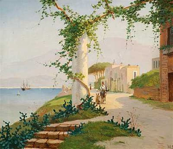 I Udkanten Af En Italiensk By Med Udsigt Over Havet Oil Painting by Harald Peter William Schumacher