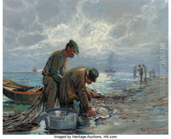 Fishermen Oil Painting by Paul Schumann