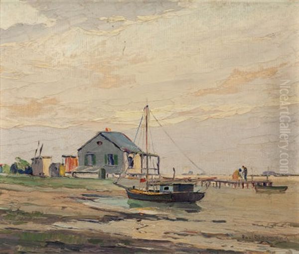 Fisherman's Cabins, Galveston Bay Oil Painting by Paul Schumann