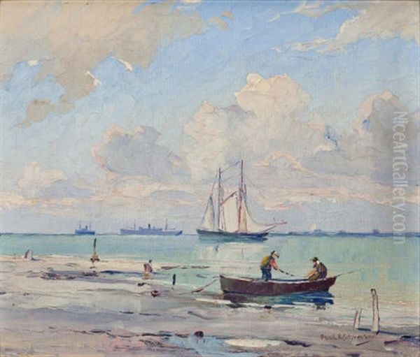 Entrance To The Harbor, Galveston, Texas Oil Painting by Paul Schumann