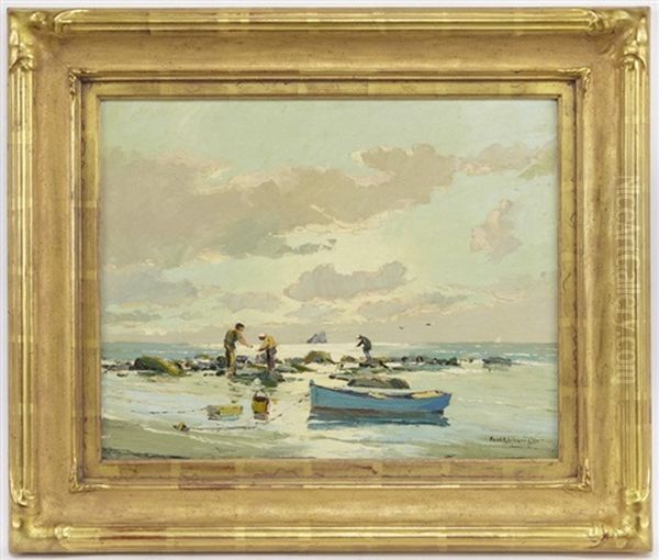 Harvesting Oysters, Galveston Oil Painting by Paul Schumann