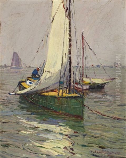 Sailboats Oil Painting by Paul Schumann