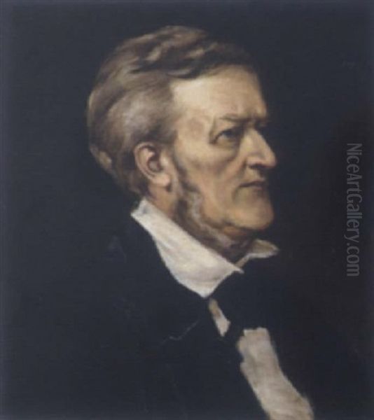 Portrait Richard Wagner Oil Painting by Karl Schuenzel