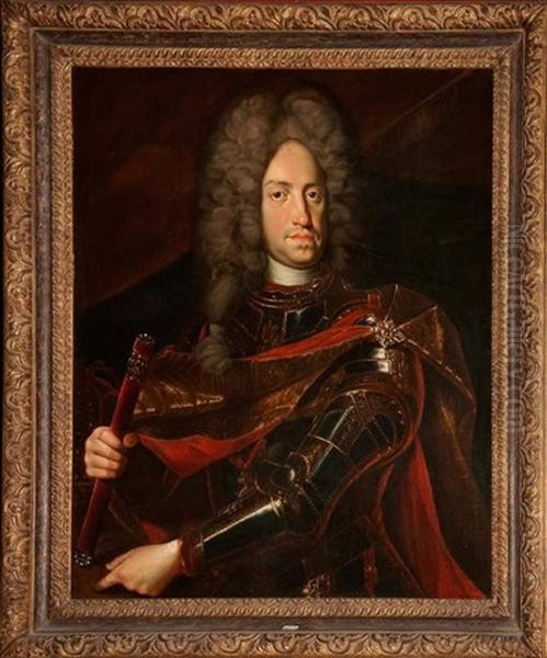 Portrait De Charles Vi De Habsbourg En Armure Oil Painting by Jacob van Schuppen