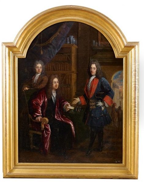 Gentilhomme Recevant Une Missive Dans Sa Bibliotheque Oil Painting by Jacob van Schuppen