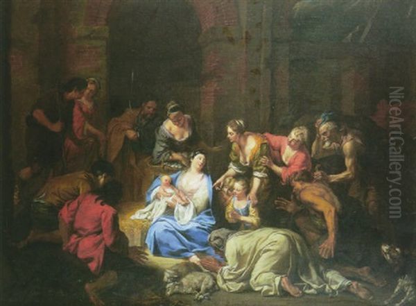 L'adoration Des Bergers Oil Painting by Jacob van Schuppen