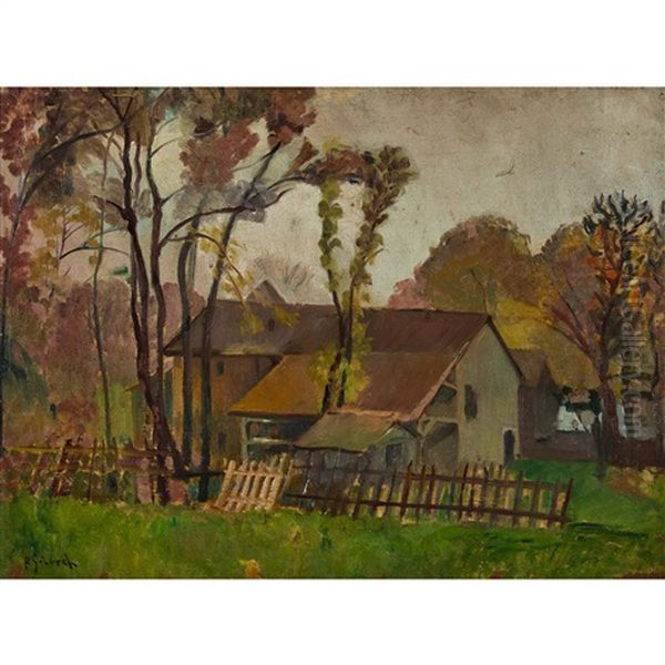 Herbstliche Dorfpartie Oil Painting by Johann Robert Schuerch