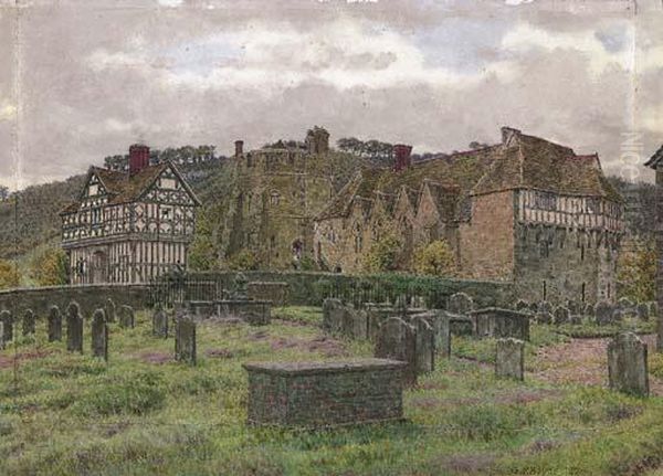 The Fortified Manor House At Stokesay, Shropshire Oil Painting by George Price Boyce